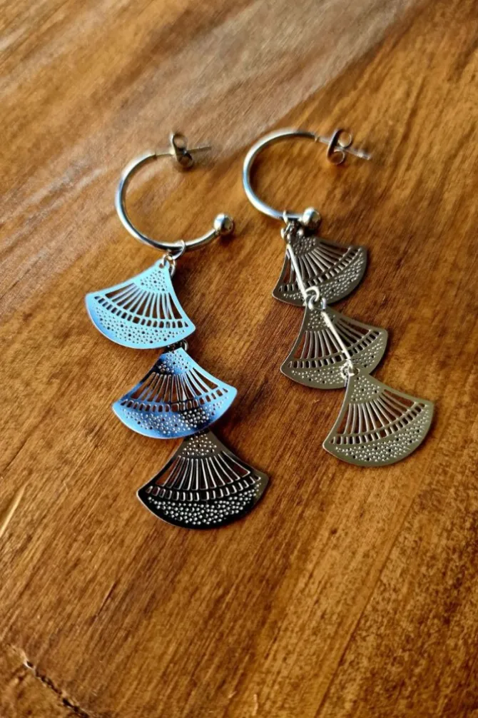 Pendientes de acero abanico