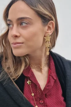 Pendientes de acero estrellas largos