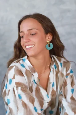 Pendientes Dona dorados y azules