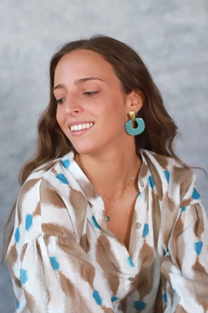 Pendientes Dona dorados y azules