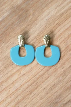 Pendientes Dona dorados y azules