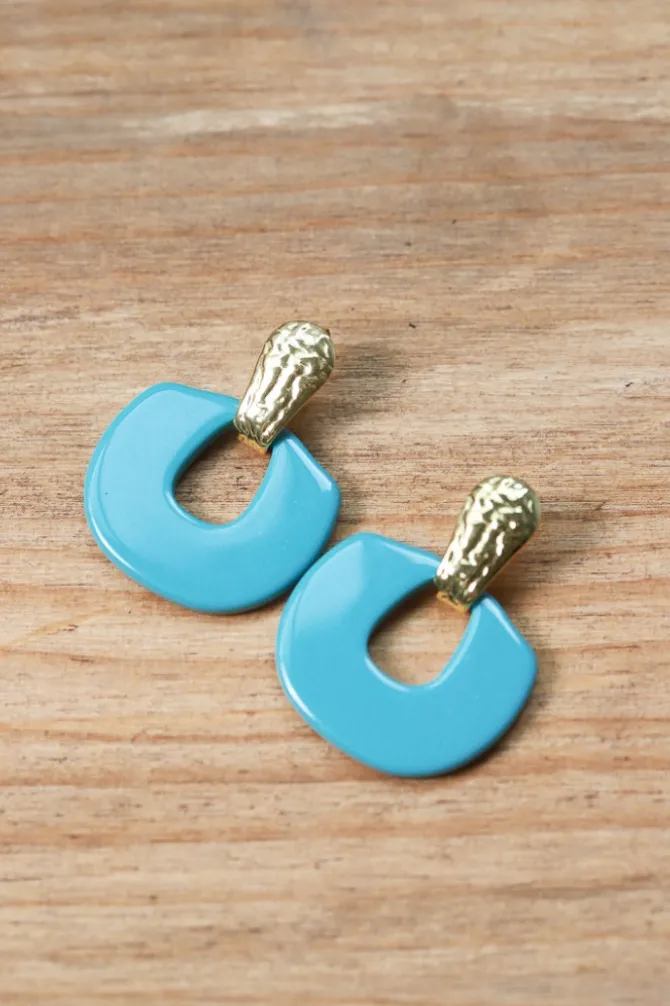 Pendientes Dona dorados y azules