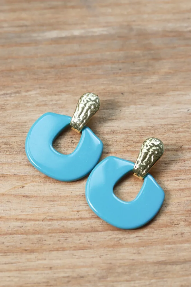 Pendientes Dona dorados y azules