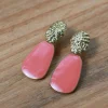 Pendientes dorado y coral