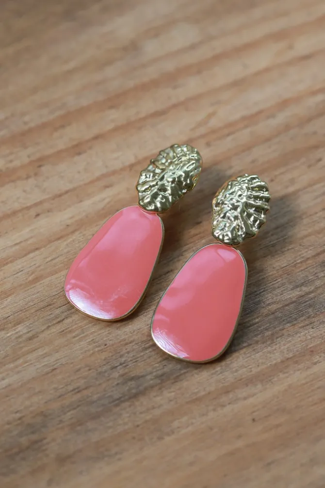 Pendientes dorado y coral