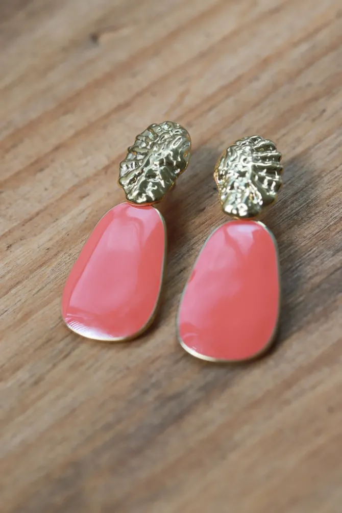 Pendientes dorado y coral