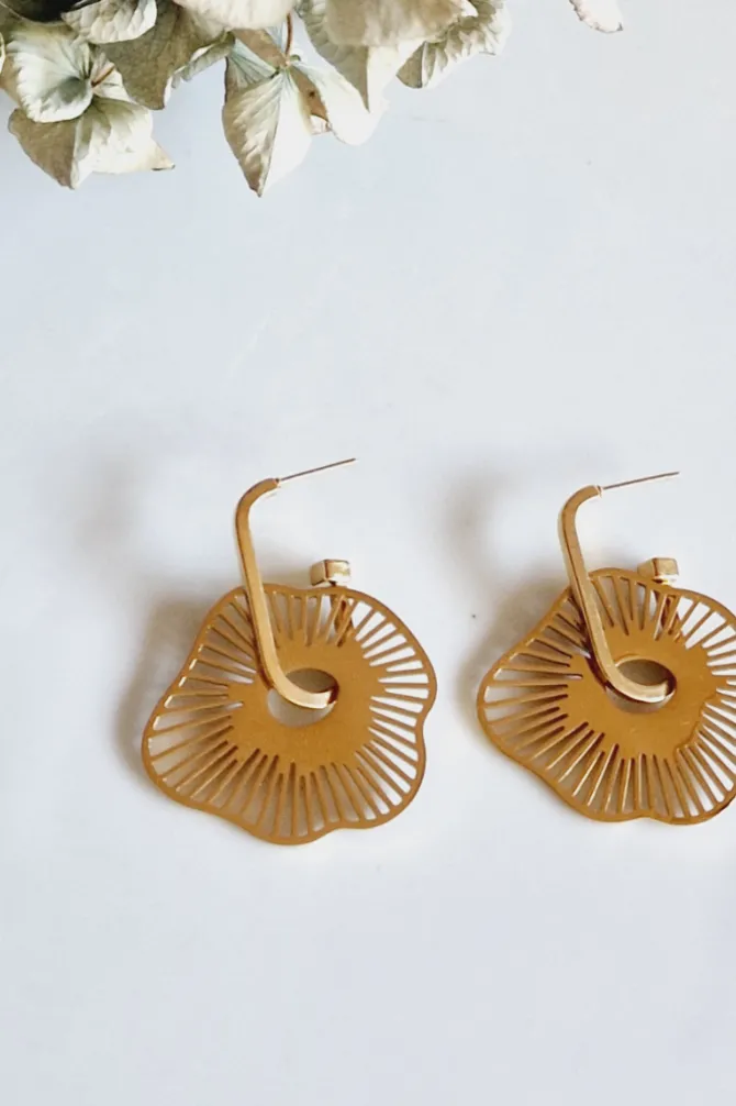 Pendientes flor acero grande
