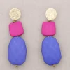 Pendientes largos piedras morados y azulón