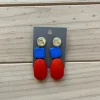 Pendientes largos piedras azul y rojo