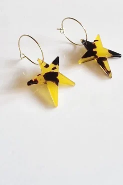 Pendientes resina estrella animal print
