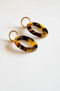Pendientes resina ovalado animal print