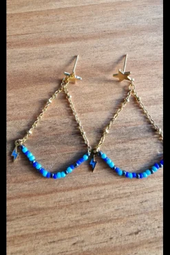 Pendientes triángulos de piedras y acero con rayos