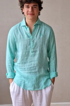Polera de lino hombre verde mint