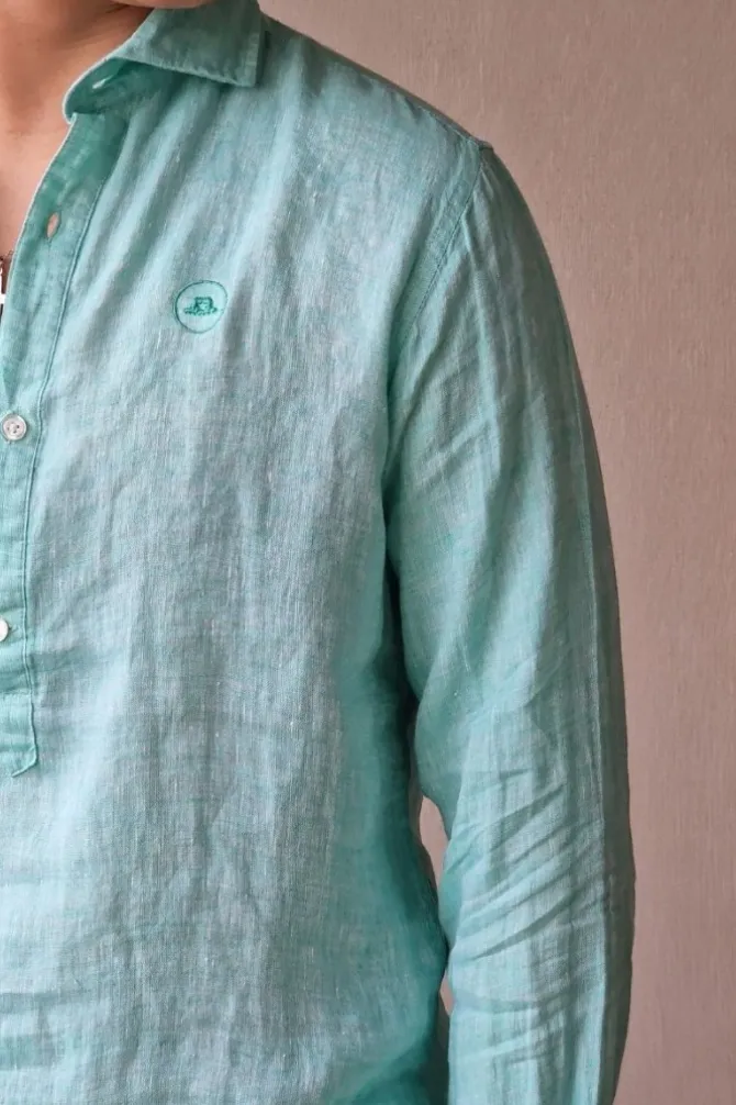 Polera de lino hombre verde mint