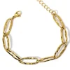 Pulsera de acero dorada eslabones bambu