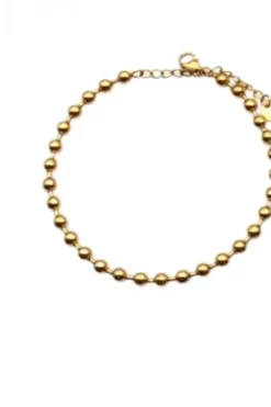 Pulsera finita de acero dorada con bolitas