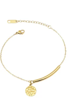 Pulsera finita de acero dorada con chapita