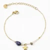 Pulsera finita de acero piedra azul y estrella