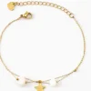 Pulsera finita de acero piedra blanca y estrella