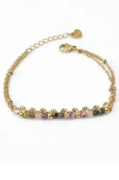 Pulsera finita de acero y piedras en colores