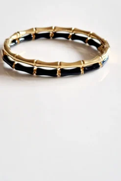 Pulsera negra de acero y bambú