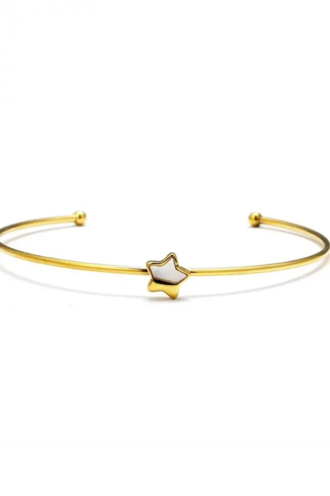 Pulsera rígida ajustable de acero con con estrella