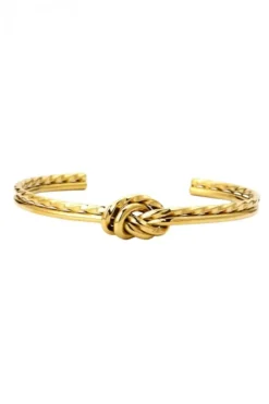 Pulsera rígida con nudo de acerodorada