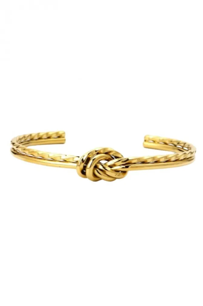 Pulsera rígida con nudo de acerodorada