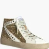 Sneakers doradas con detalles de tachuelas y glitter
