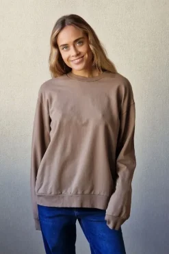 Sudadera básica con águila dorada topo
