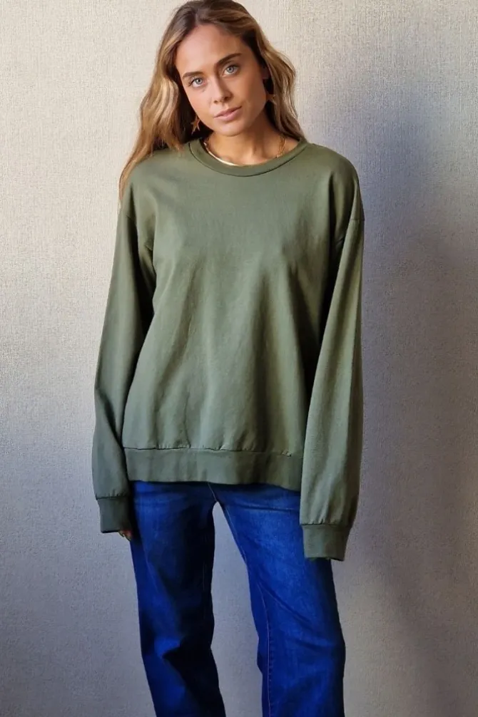 Sudadera básica con águila dorada verde militar
