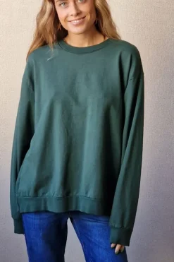 Sudadera básica con águila dorada verde botella