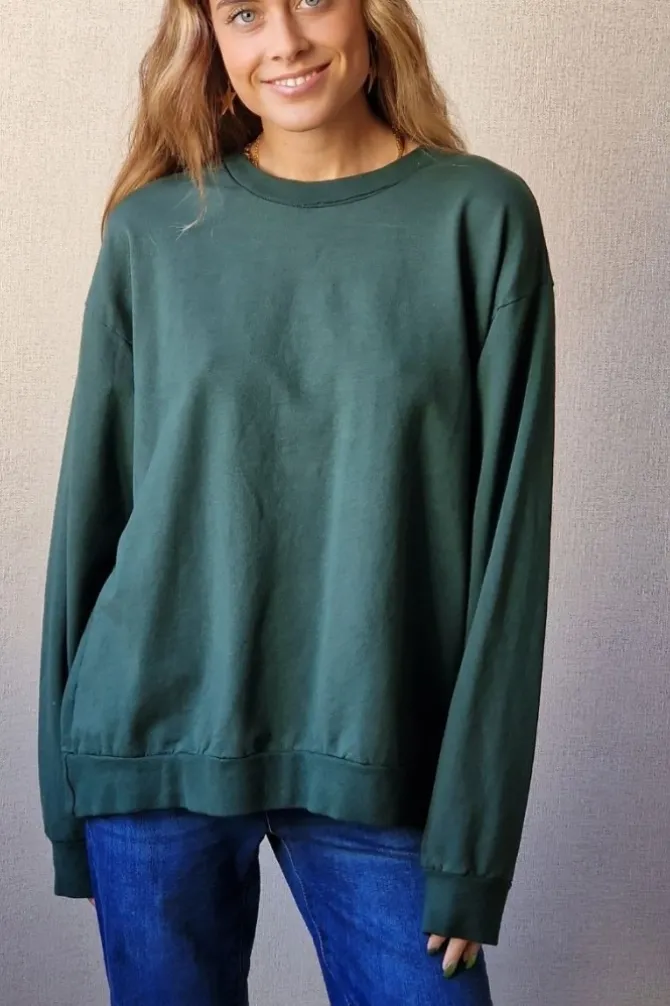 Sudadera básica con águila dorada verde botella