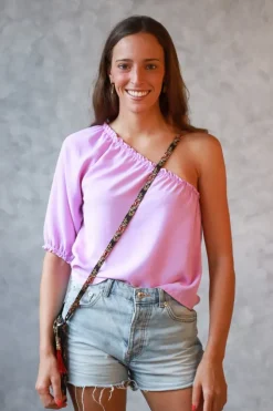 Top Adela de una manga lila