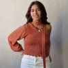 Top asimétrico de una manga con nido de abeja lurex caldero