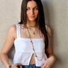 Top de tirantes lino color blanco