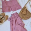Top de tirantes lino color rosa