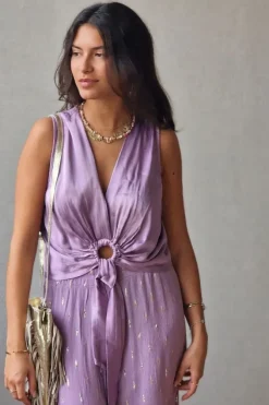 Top tipo raso con nudo malva