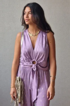 Top tipo raso con nudo malva