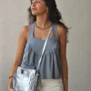 Top tirantes para atar al cuello gris