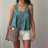 Top tirantes para atar al cuello verde bonito