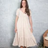 Vestido Brigitte de cuadro vichy camel