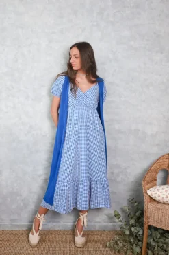 Vestido Brigitte de cuadro vichy azul