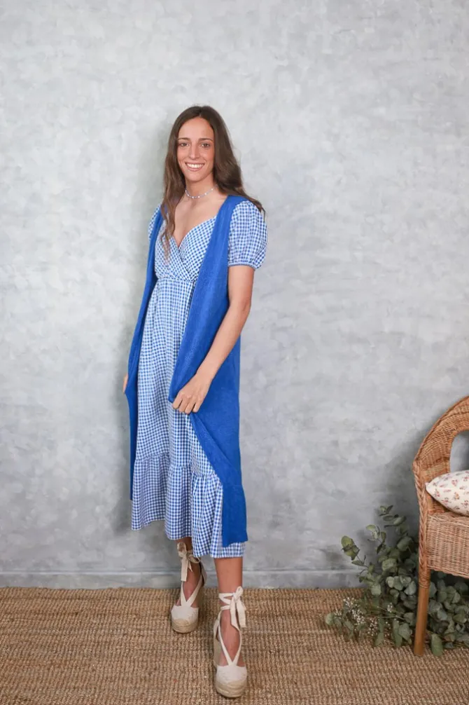 Vestido Brigitte de cuadro vichy azul