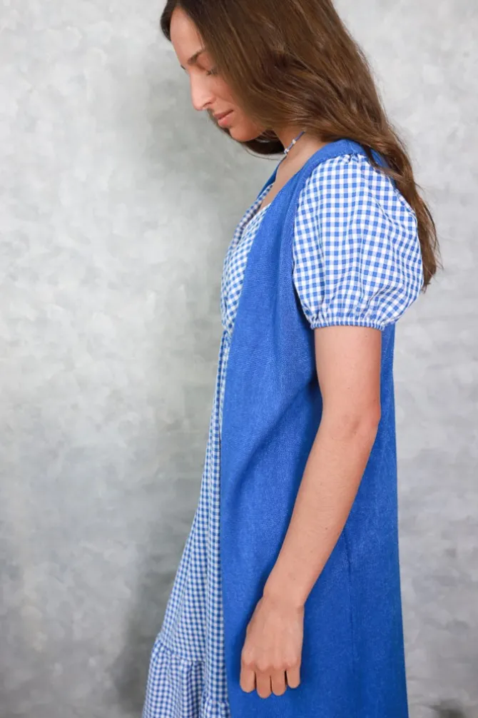Vestido Brigitte de cuadro vichy azul