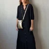 Vestido camisero manga tres cuartos negro