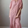 Vestido con botones vichy coral
