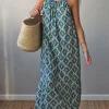 Vestido de tirantes estampado ikat verde