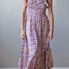 Vestido estampado de tirantes morado