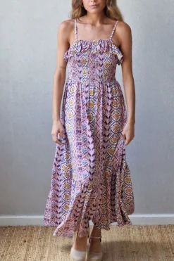 Vestido estampado de tirantes morado